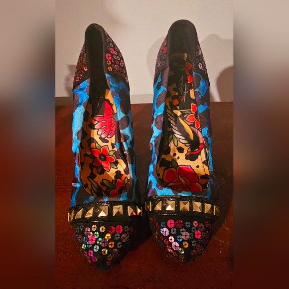 Vintage never worn Iron Fist size 39 women's multi-print mix media platform heel - Picture 1 of 10